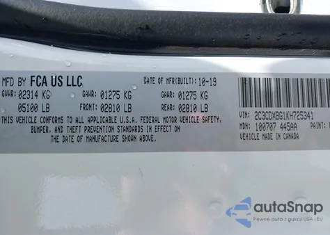 2019 Dodge Charger Sxt Rwd из США, поврежденный, VIN 2C3CDXBG1KH725341